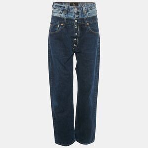 1/off Blue Denim High Waist Baggy Remade Jeans M Waist 32"